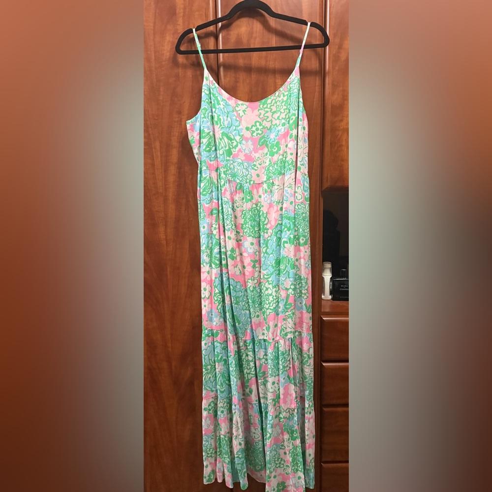 Lilly Pulitzer Pink Green Blue Floral Maxi Dress